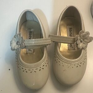 Rachel Shoes Ivory Kids Dress Shoes with Floral Accent